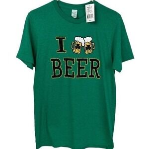 Pacific Mens‎ St Patricks Day I Beer Graphic Tee Green Kelly Small NWT